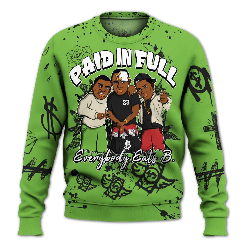 Sweatshirt To Match Air Max Waffle SP Action Green - Everybody Paid In Full Crayon All Over Print
