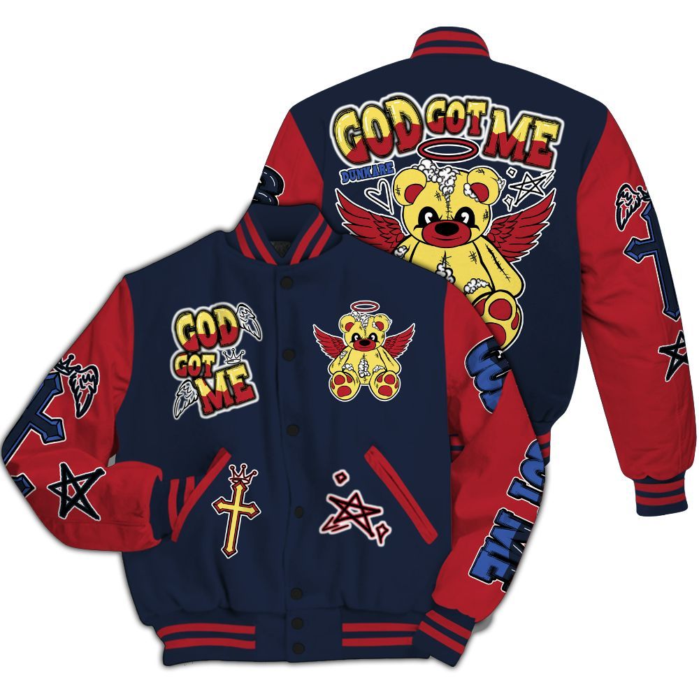 Varsity Jacket To Match Dunk Low COJP What The 2024 - Gods Guides Me Bear All Over Print