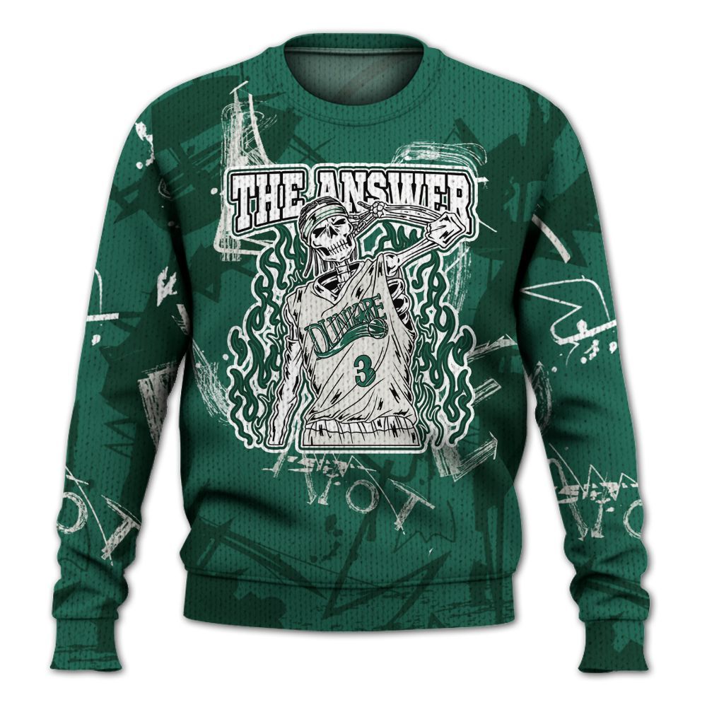 Knitted Sweater To Match Oxidized Green 4s - Allen Answer Skeleton Messyz