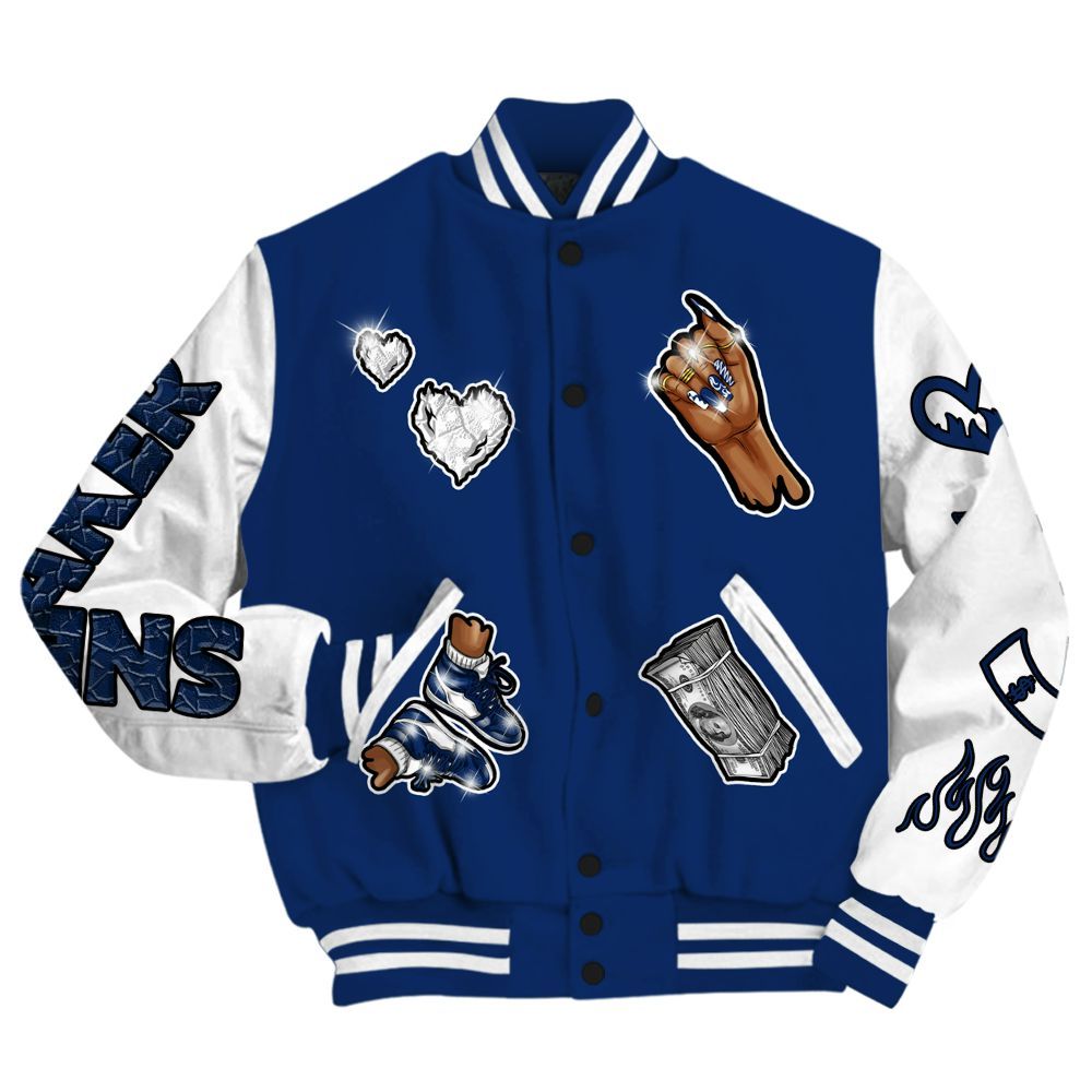 Varsity Jacket To Match High OG Deep Royal Blue 1s - Sneakerz Girlz All Over Print