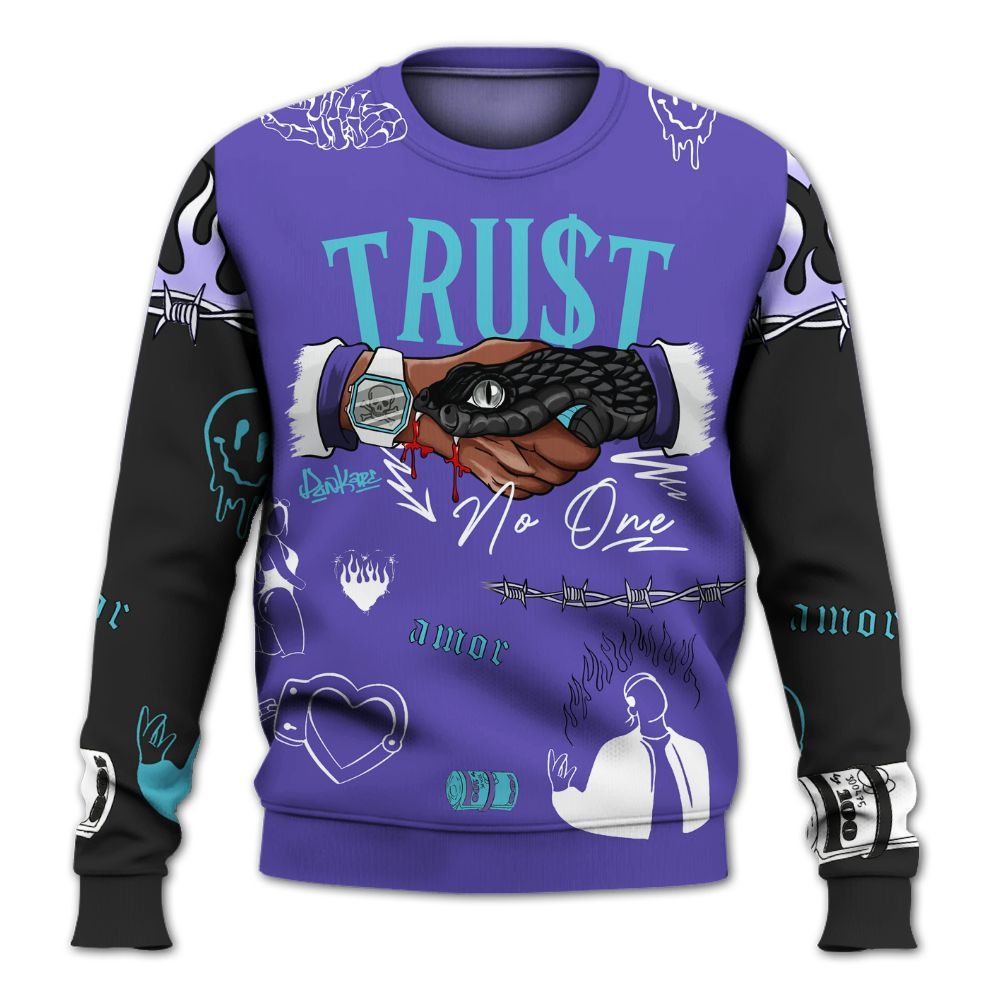 Sweatshirt To Match SB Dunk Low Purple Lagoon - Snake Trust No One All Over Print