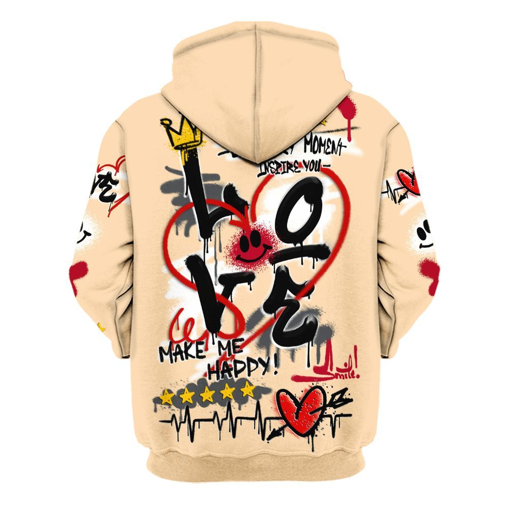 Hoodie To Match Retro Pizza GS 4s - Happy Love Beats Graffiti Streetwear All Over Print