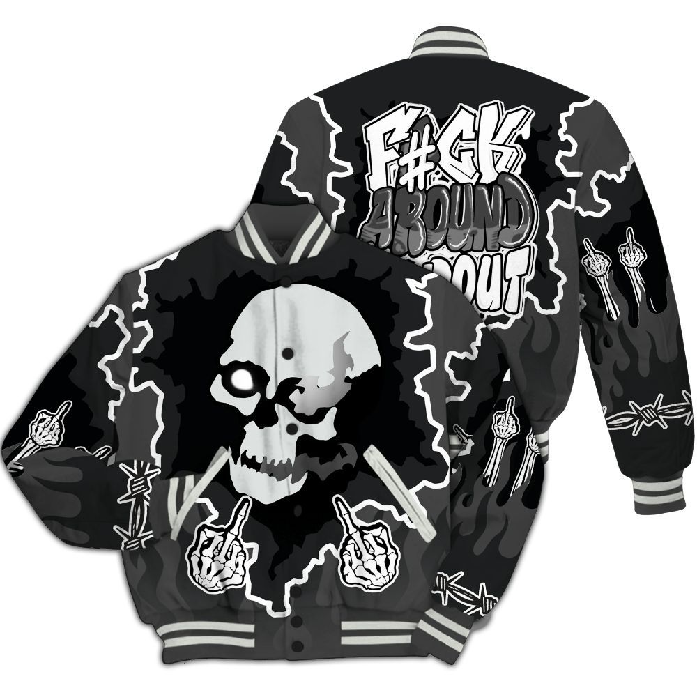 Varsity Jacket To Match Fear 4s - F Around Find Out Graphic Trapped All Over Print