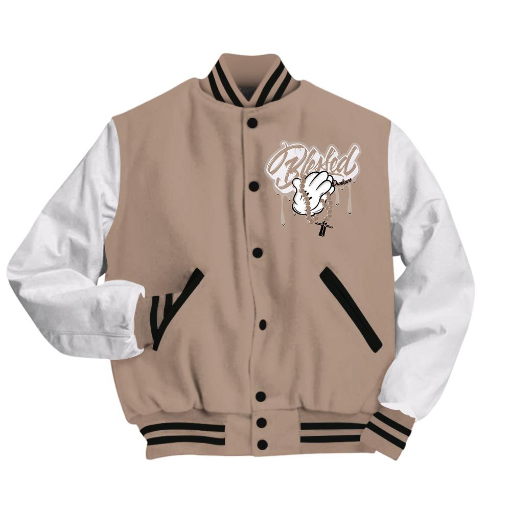Varsity Jacket To Match Varsity Jacket Custom Name God Blessed Drip, OG Latte 1s - To Match Sneaker OG Latte 1s 2504 NCT