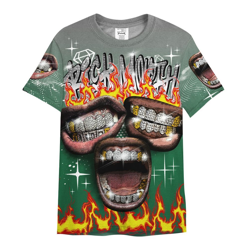 Shirt To Match High Gorge Green 1s - Rich Mouth Fire Rap Retro 90s All Over Print
