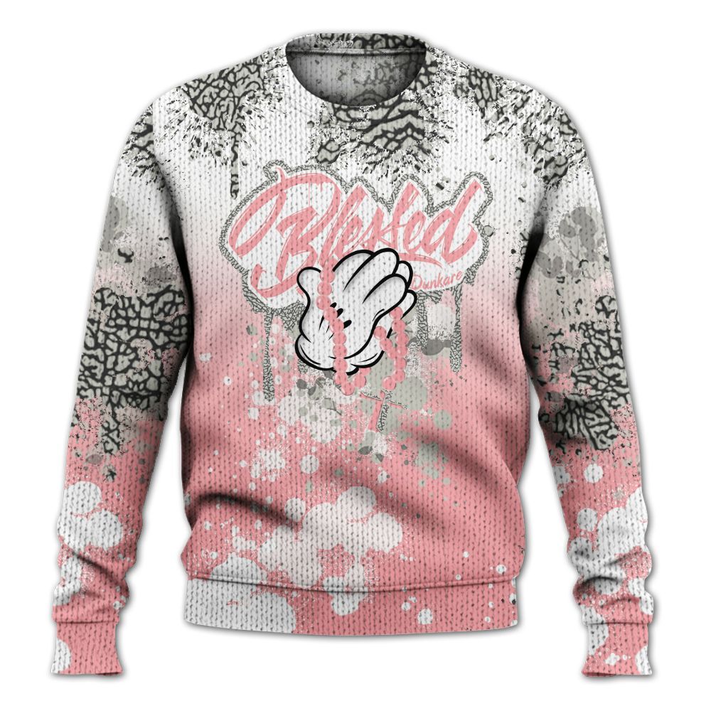 Knitted Sweater To Match Retro Wings 3s - God Blessed Ink Drip