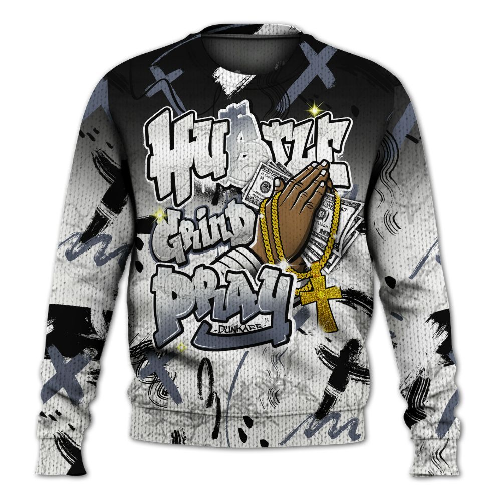 Knitted Sweater To Match Air Foamposite Jin Kazama - Money Hustle Grind Pray