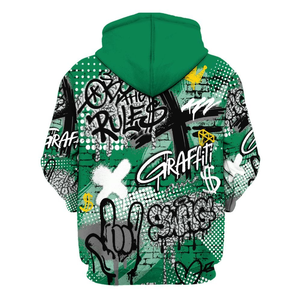 Hoodie To Match Pine Green 3s - True It Real Graffiti Streetwear All Over Print