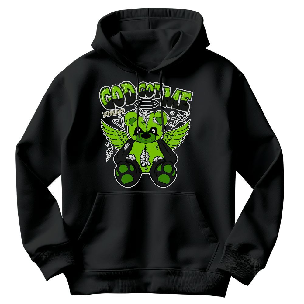 Sweatshirt To Match Electric Green 6s - Gods Guides Me Bear Graphic