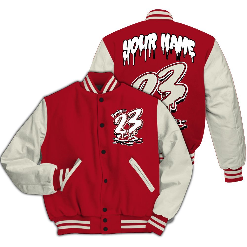 Varsity Jacket To Match 2025 High OG Cinnabar 1s - Custom Name 23 Drip All Over Print
