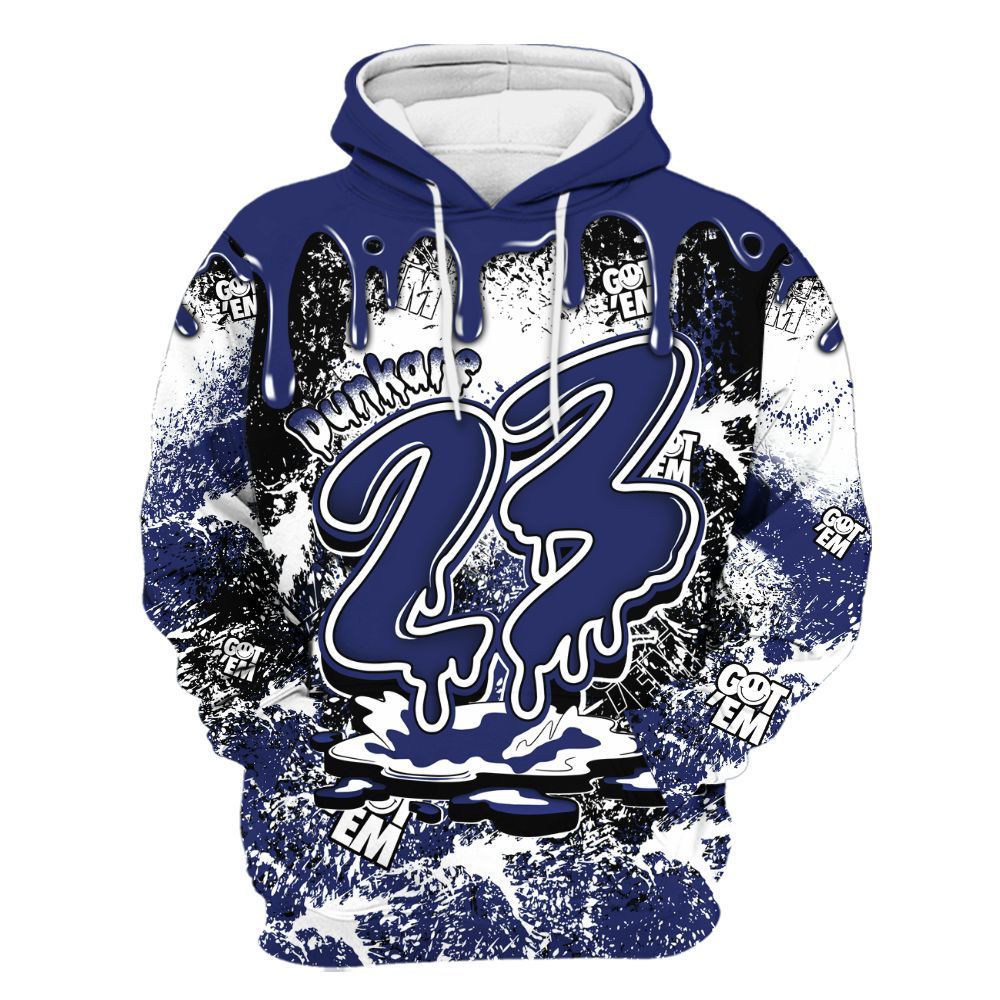 Hoodie To Match Midnight Navy 11s - Dripping 23 Drip All Over Print