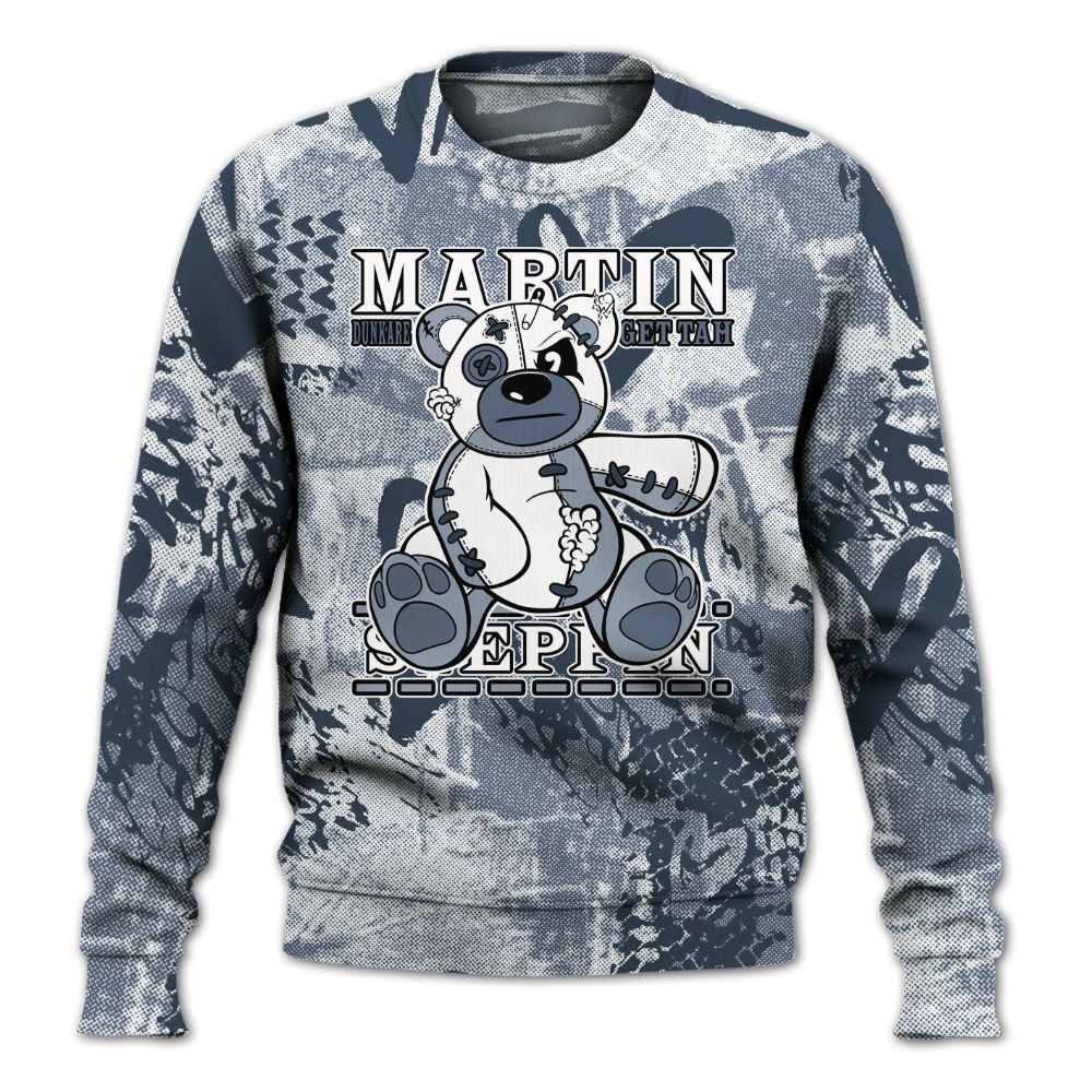 Sweatshirt To Match Low Diffused Blue 11s - Tah Steppin Bear Heart Grunge All Over Print