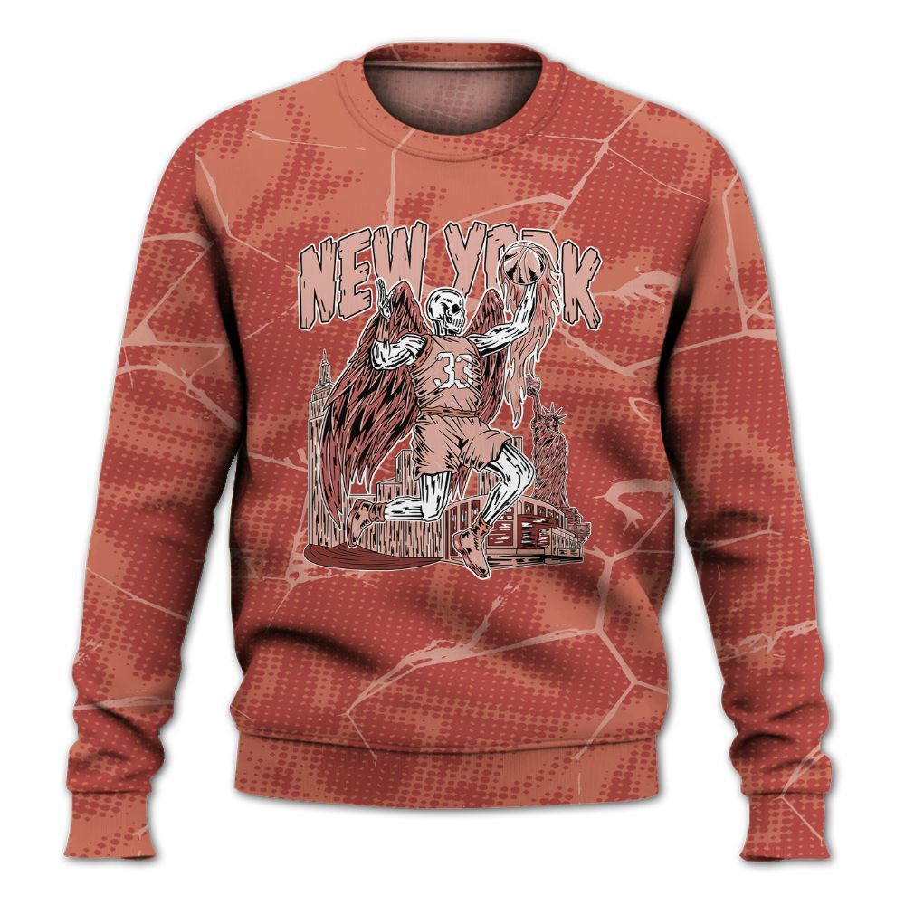 Sweatshirt To Match Dune Red 13s - Ewing Era Skeleton Crack All Over Print