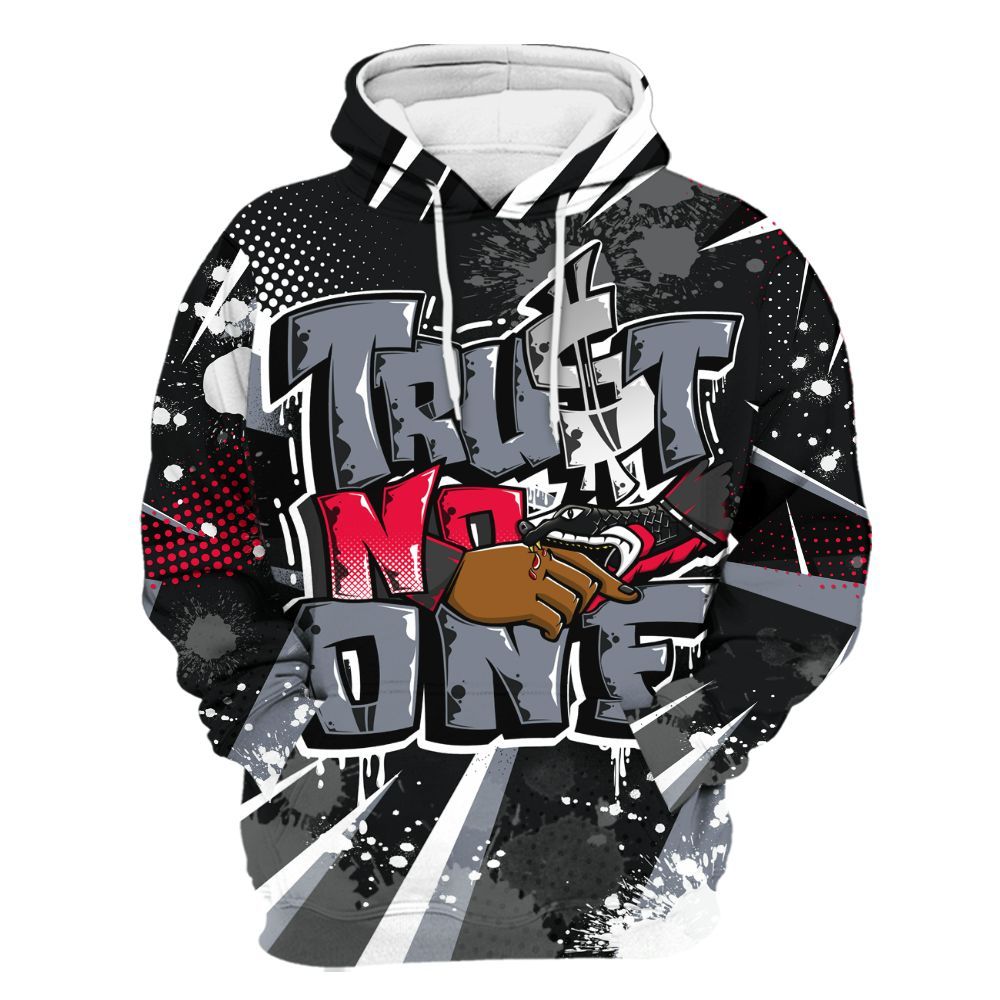 Hoodie To Match Mid Black Metallic 1s - Poly Trust No One Dripping All Over Print