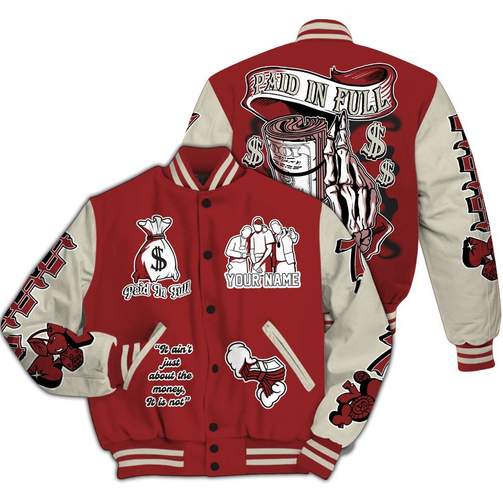 Varsity Jacket To Match High 85 Bred 1s - Paid In Full Baseball Varsity Jacket Custom Name All Over Print
