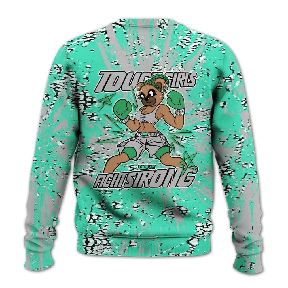 Sweatshirt To Match Black Green Glow 3s - Gritty Girls Bear Luxury All Over Print