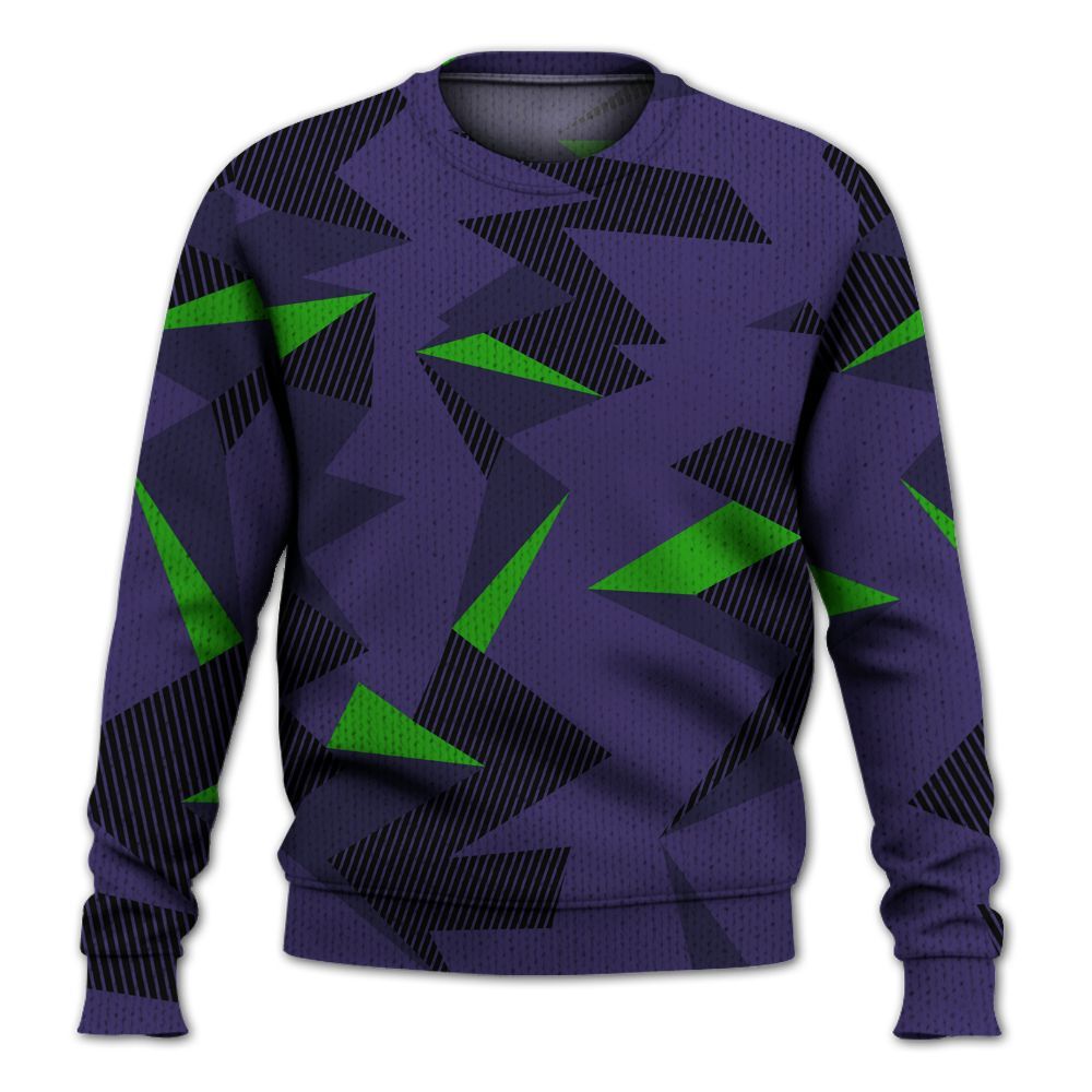 Knitted Sweater To Match Retro Court Purple 13s - Geometric Camouflage Pattern
