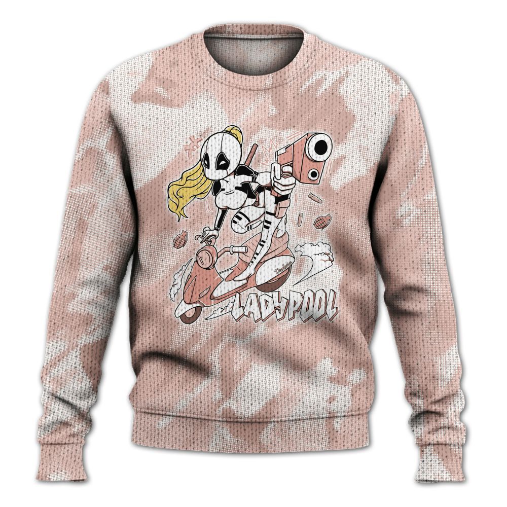 Knitted Sweater To Match Low Legend Pink 11s - Lady Pool Cartoon Abstract Halftone