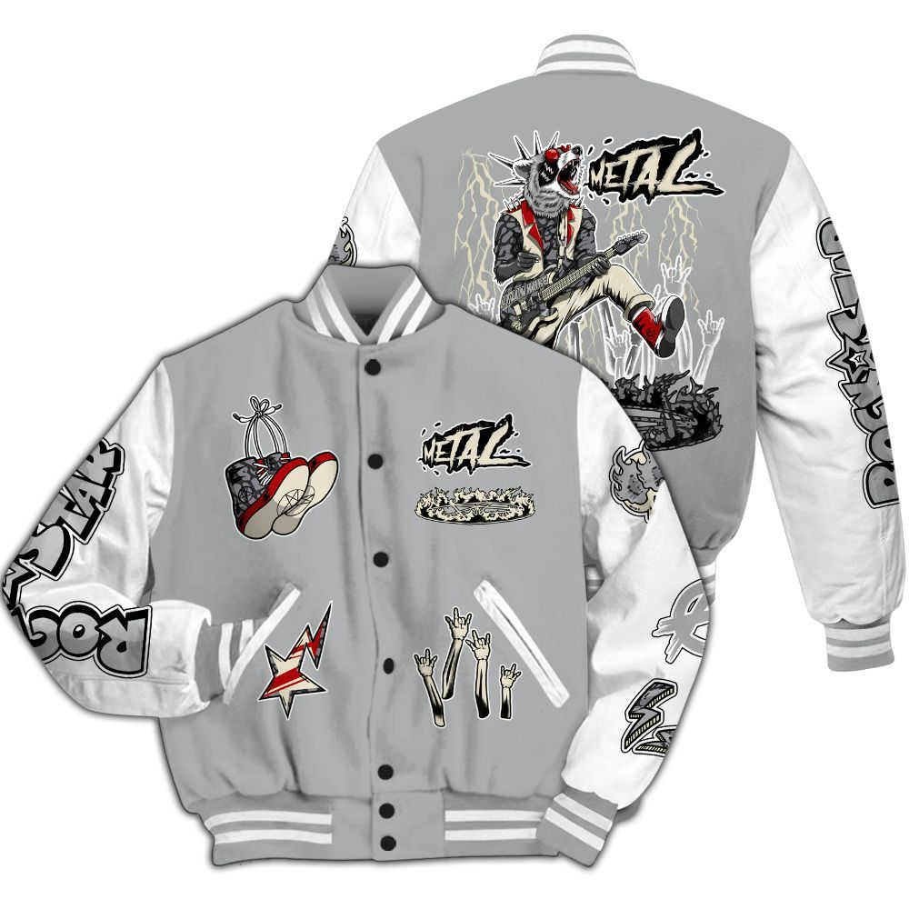 Varsity Jacket To Match Cement Grey 3s - Punk Rock Raccoon All Over Print