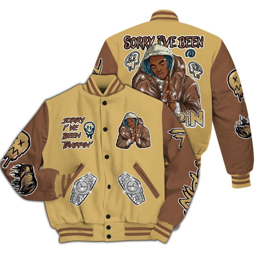 Varsity Jacket To Match Retro Cacao Wow 4s - Trappin' Unique All Over Print