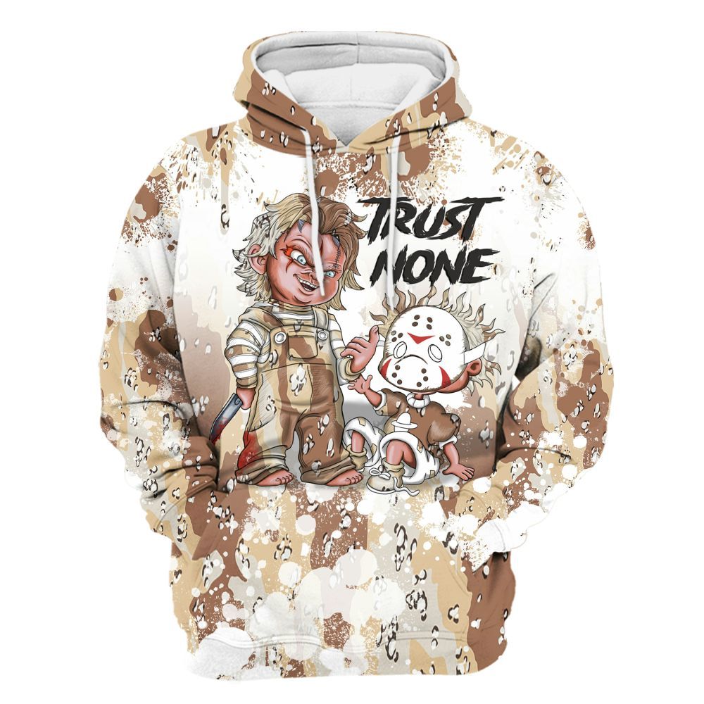 Hoodie To Match Desert Camo 3s - Trust No One Scary All Over Print