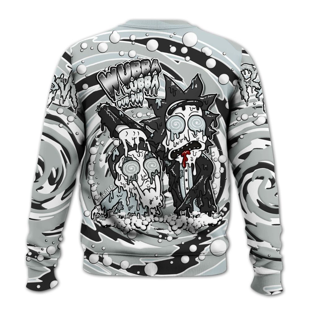 Sweatshirt To Match Black Wolf Grey 12s - Wubba Rick Drip All Over Print