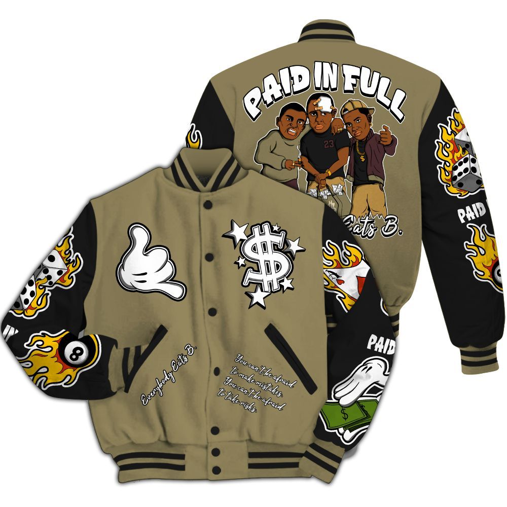 Varsity Jacket To Match Black Olive 7s - Everybody Paid In Full Graphic All Over Print