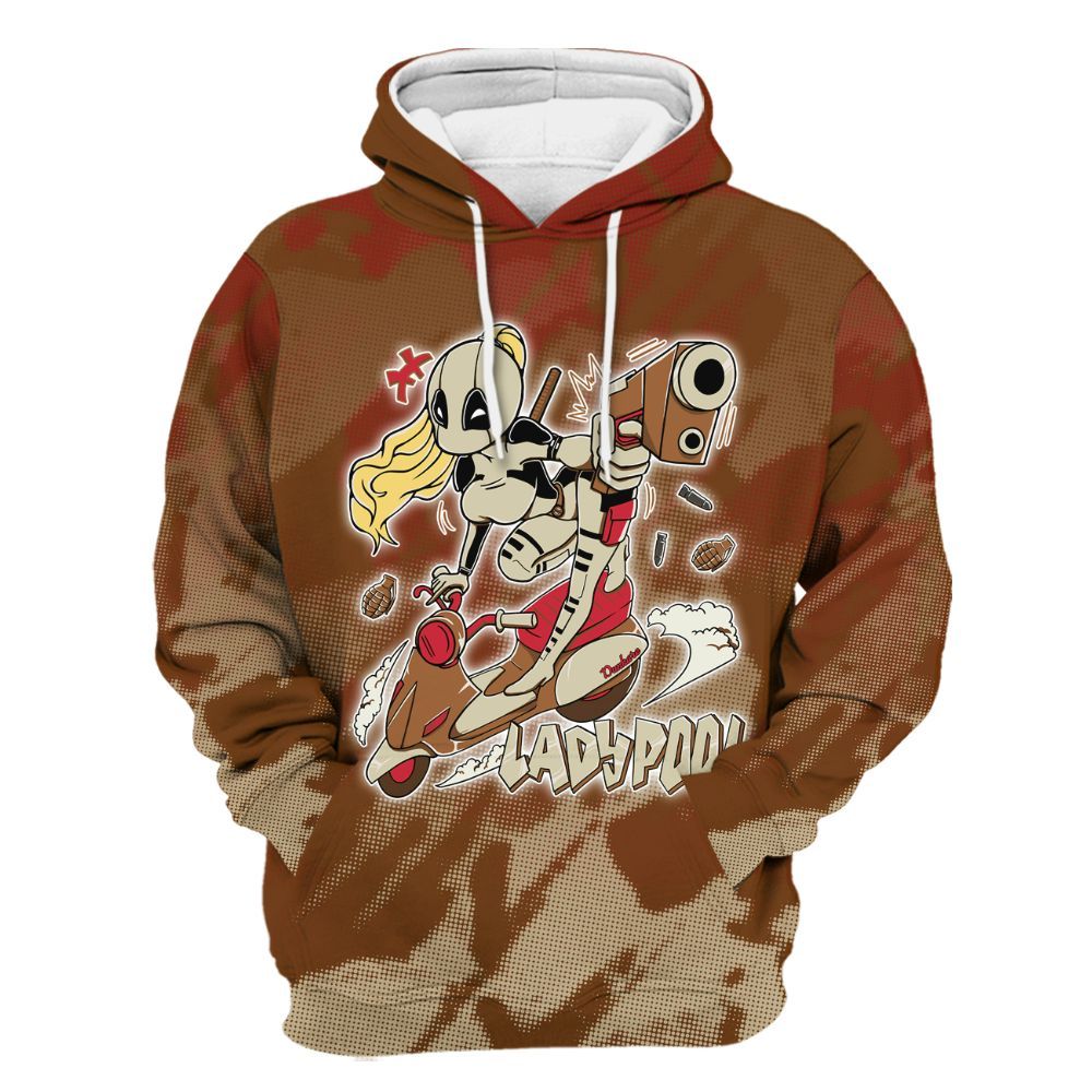 Hoodie To Match Archaeo Brown 5s - Lady Pool Cartoon Abstract Halftone All Over Print