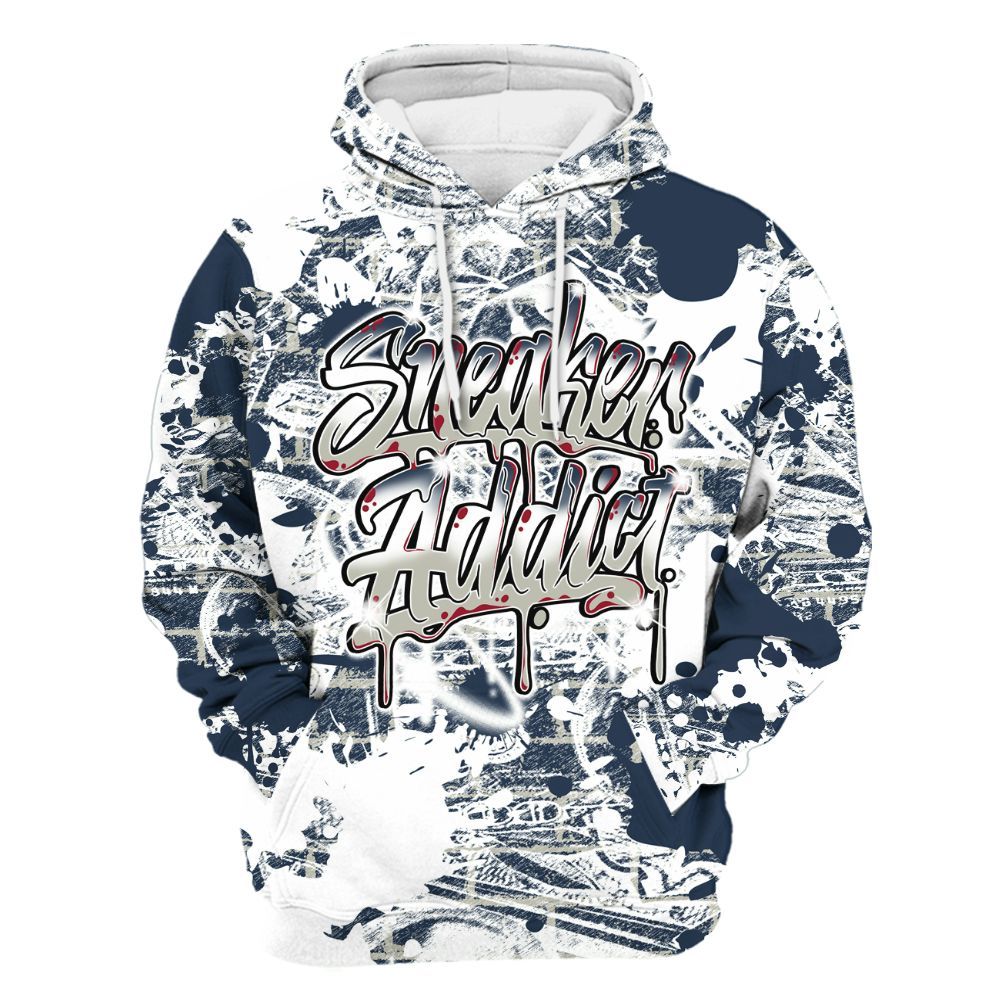 Hoodie To Match White Midnight Navy 6s - Addiction Sneakers Graphic Street Art All Over Print