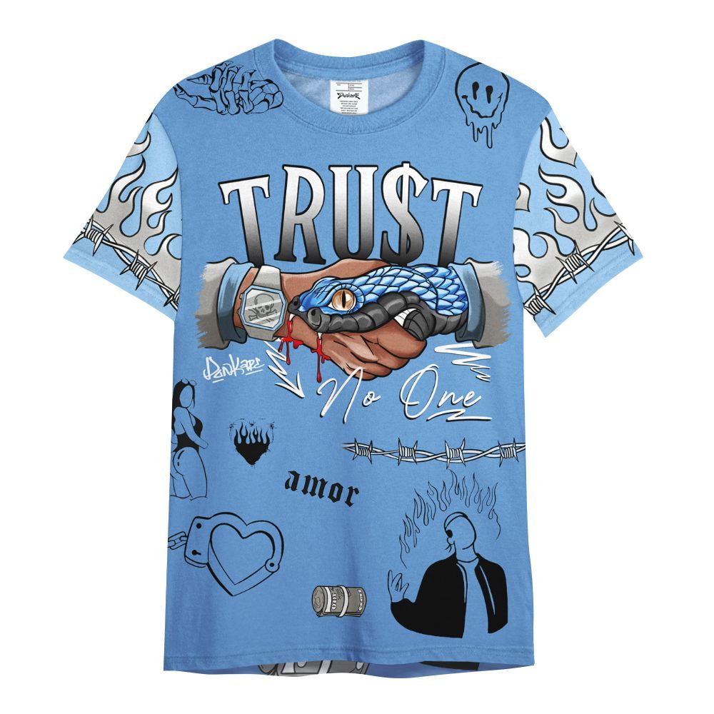 Shirt To Match Black University Blue 5s - Snake Trust No One All Over Print