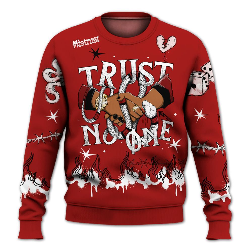 Sweatshirt To Match Red Taxi 12s - Trust No One Snake-Bite Doodle Crayon All Over Print