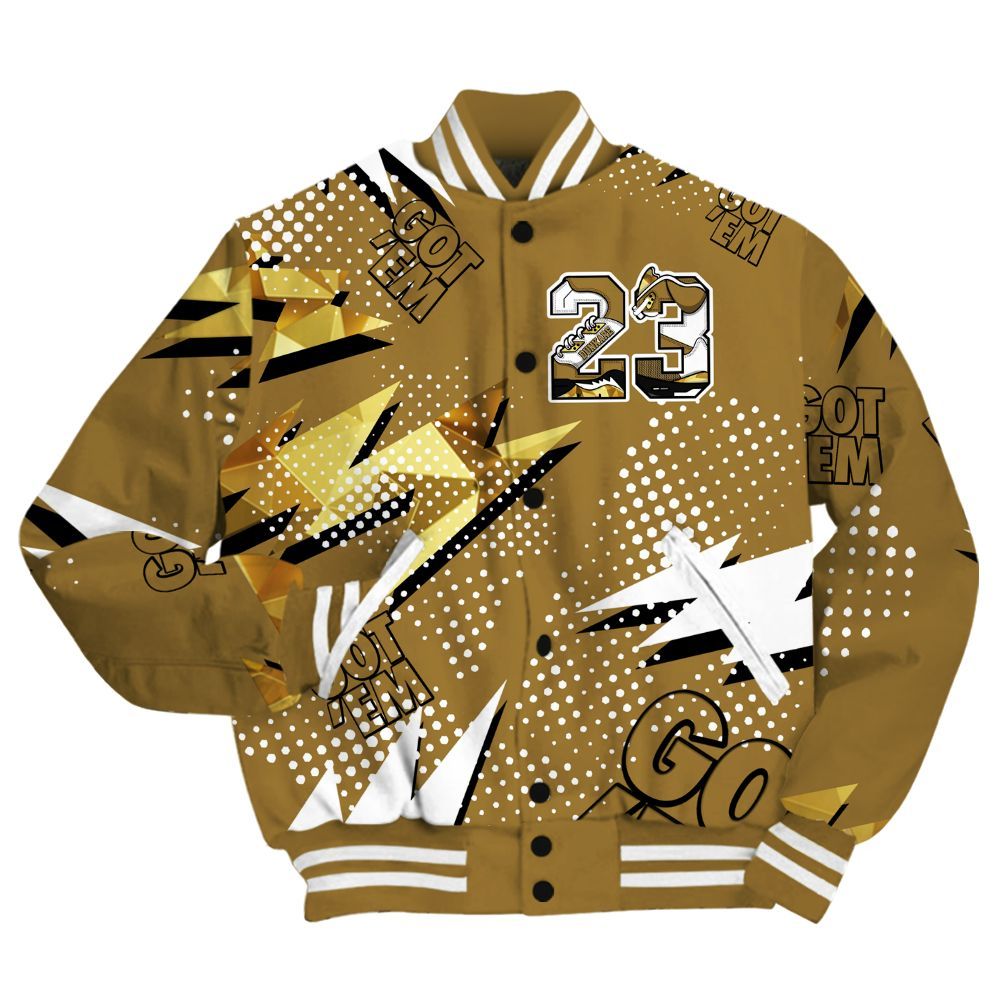 Varsity Jacket To Match NET Gold 4s Shirt, Custom Name Number 23 5s All Over Print