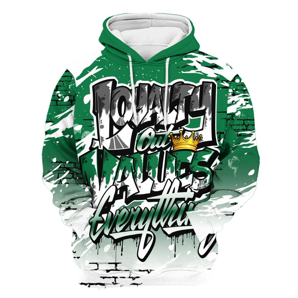 Hoodie To Match Pine Green 13s - Values Of Loyalty Drip All Over Print