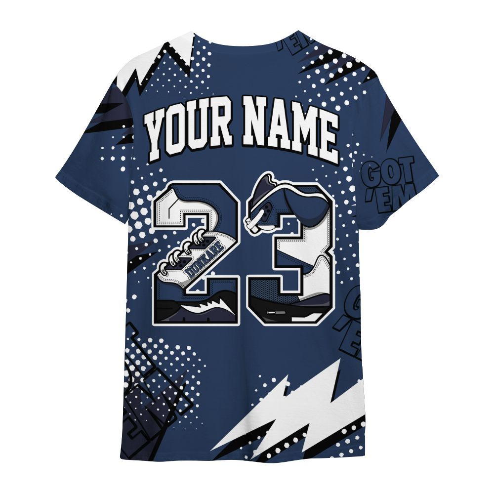 Shirt To Match Low 85 Metallic Blue 1s - Custom Name Number 23 5s All Over Print