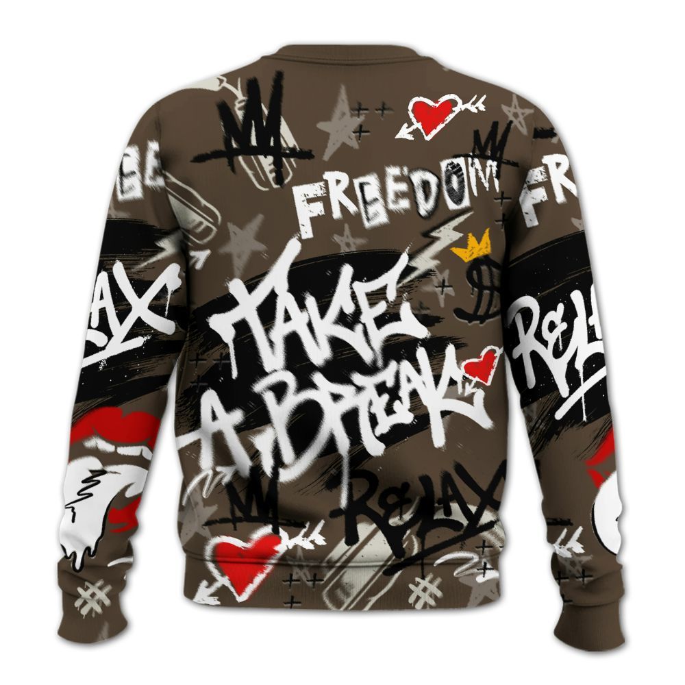 Sweatshirt To Match Palomino 1s - Take Break Freedom Graffiti Streetwear All Over Print