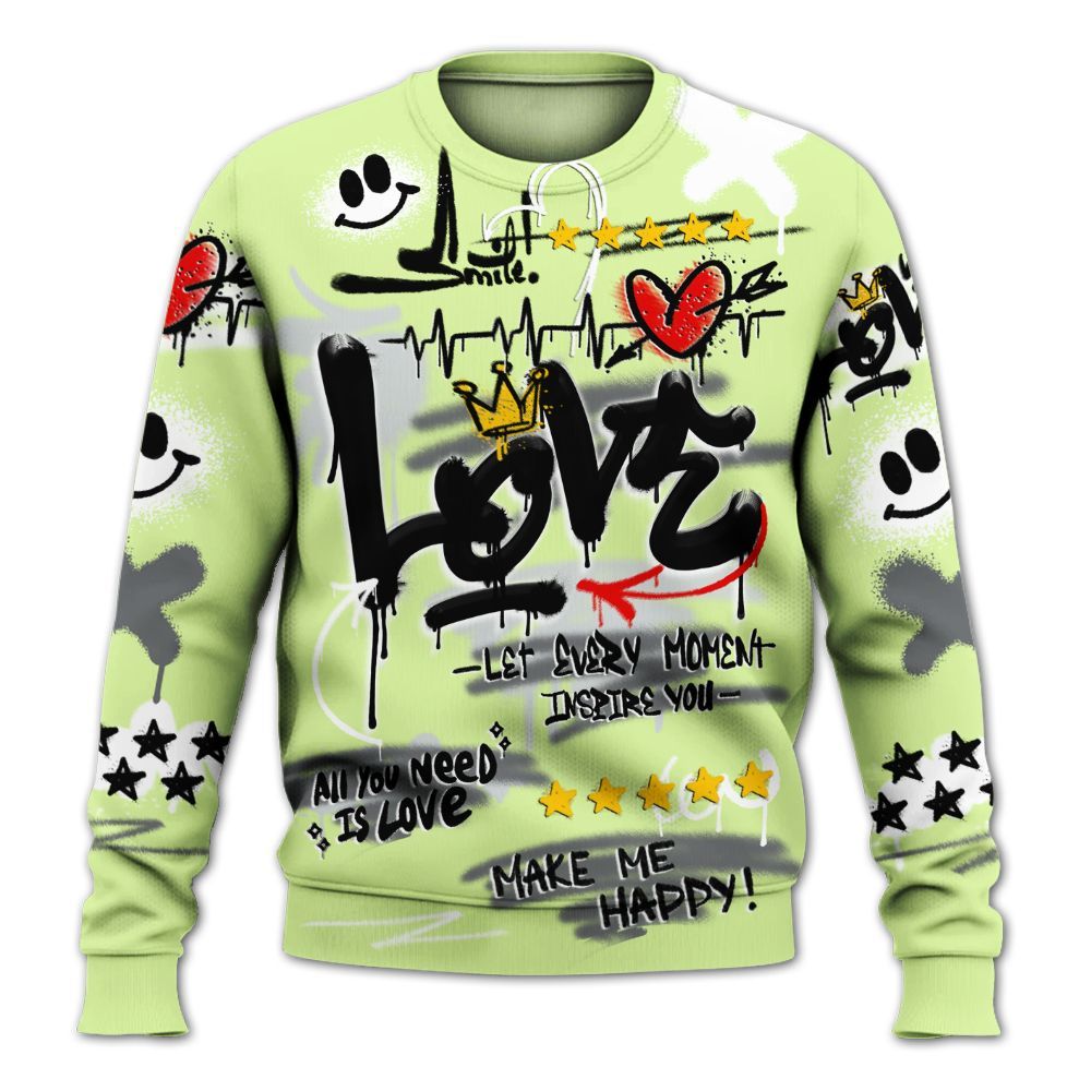 Sweatshirt To Match Smoke Grey Volt TR 1s - Happy Love Beats Graffiti Streetwear All Over Print