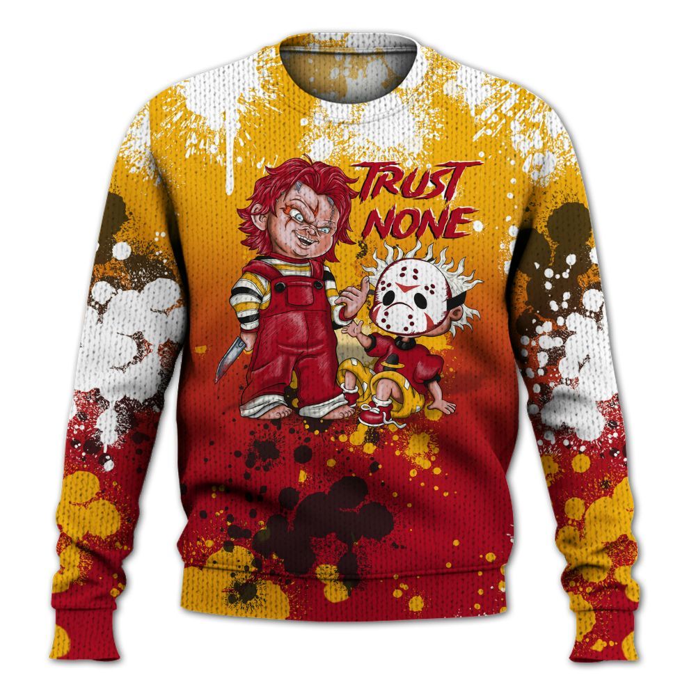 Knitted Sweater To Match Cardinal 7s - Trust No One Scary