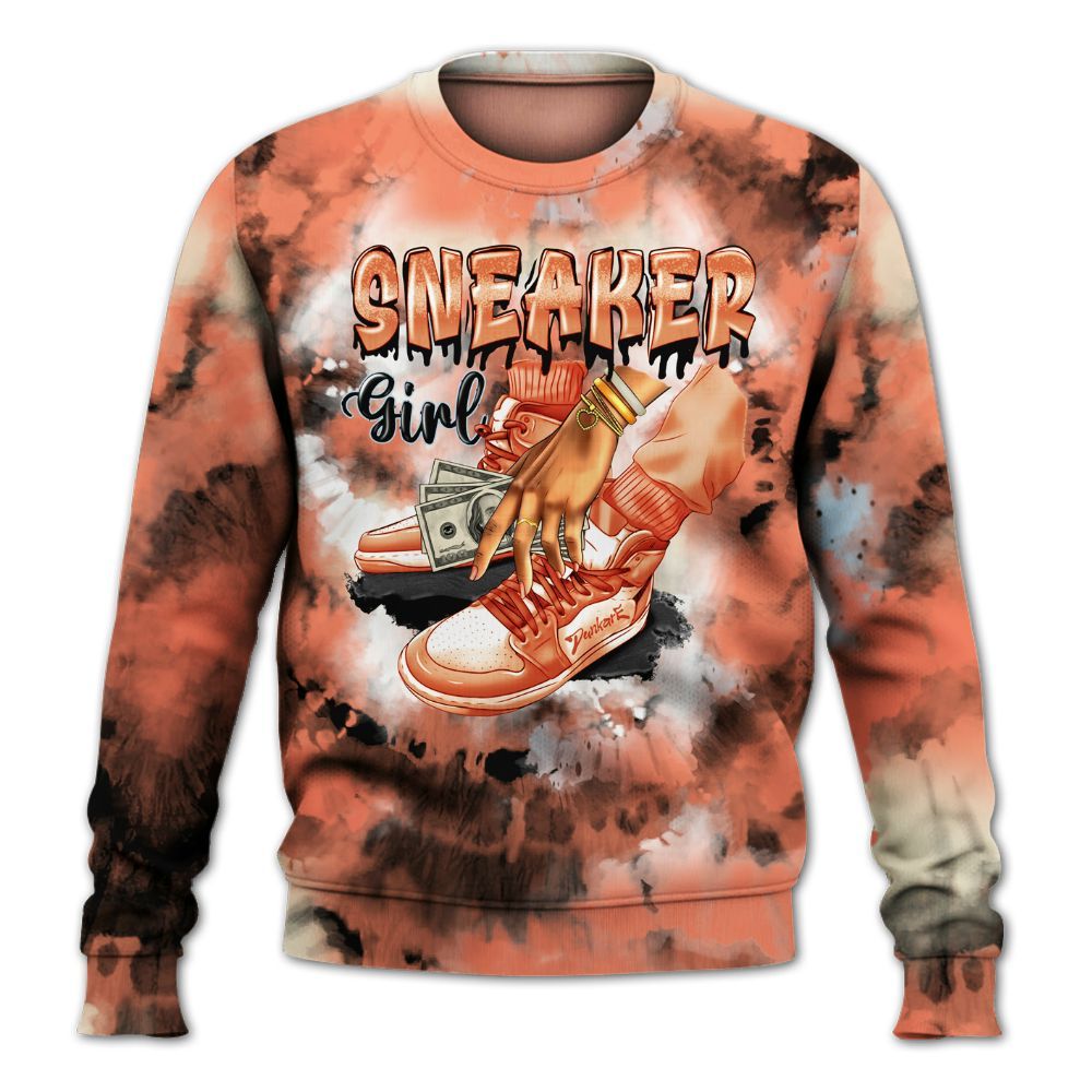 Sweatshirt To Match DJ Khaled Crimson Bliss 5s - SNEAKER Girl Money Drip Tie Dye All Over Print