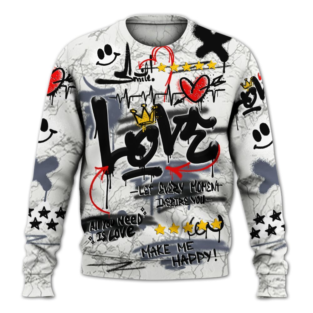 Sweatshirt To Match Air Foamposite Jin Kazama - Happy Love Beats Graffiti Streetwear All Over Print