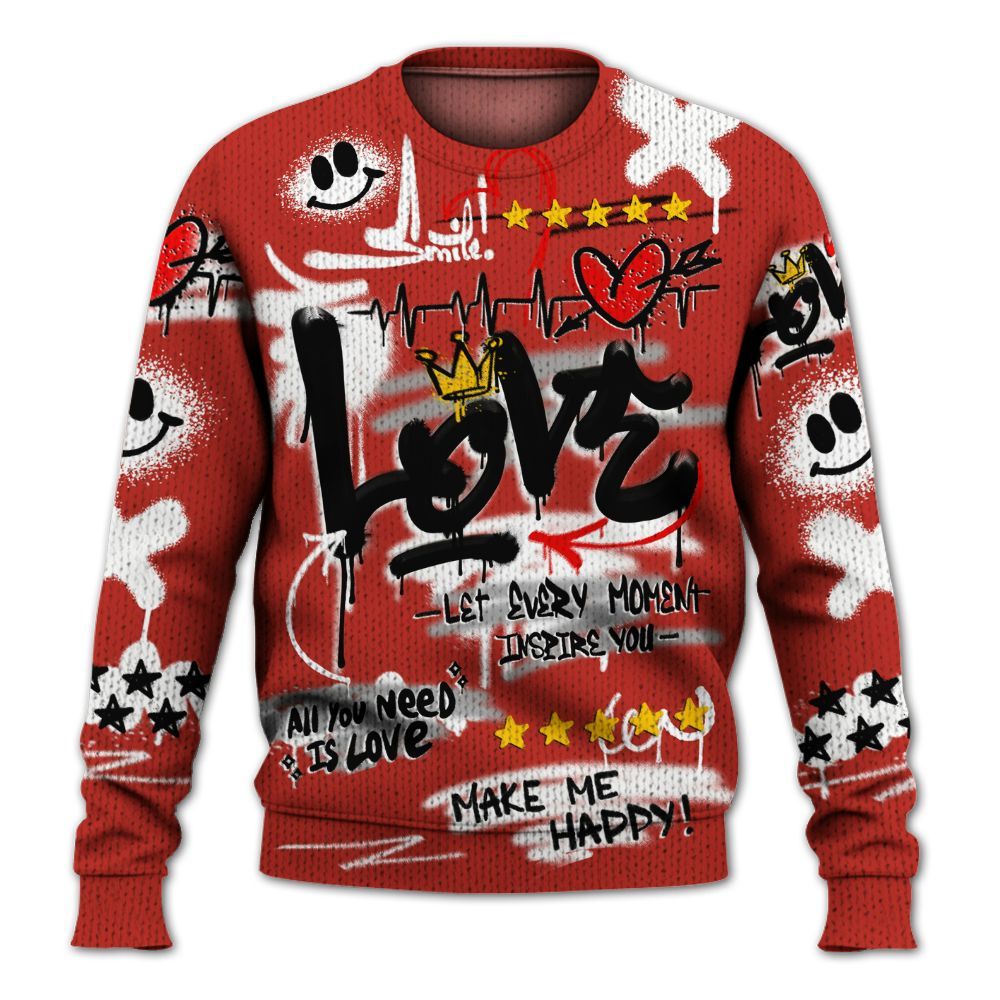 Knitted Sweater To Match Dunk Low St. Johns - Happy Love Beats Graffiti Streetwear