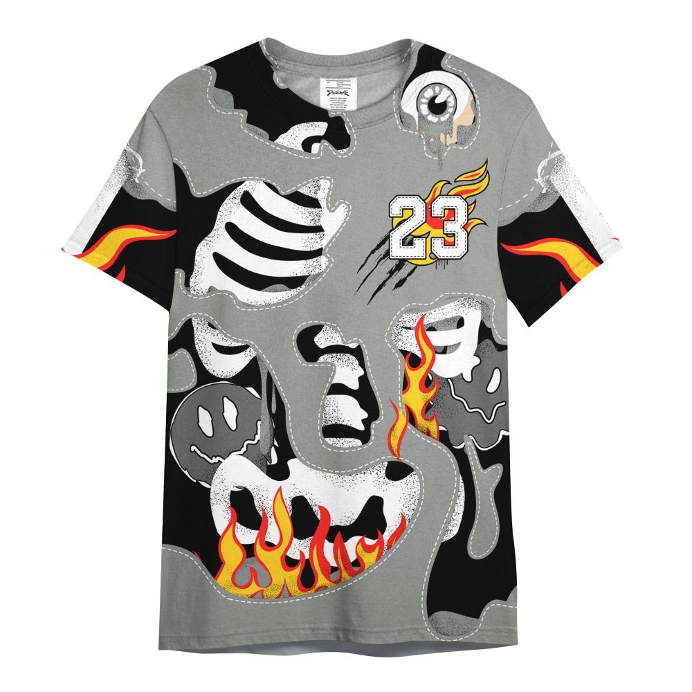 Shirt To Match Paris Olympics 4s - Skeleton Smile Flame Drip All Over Print