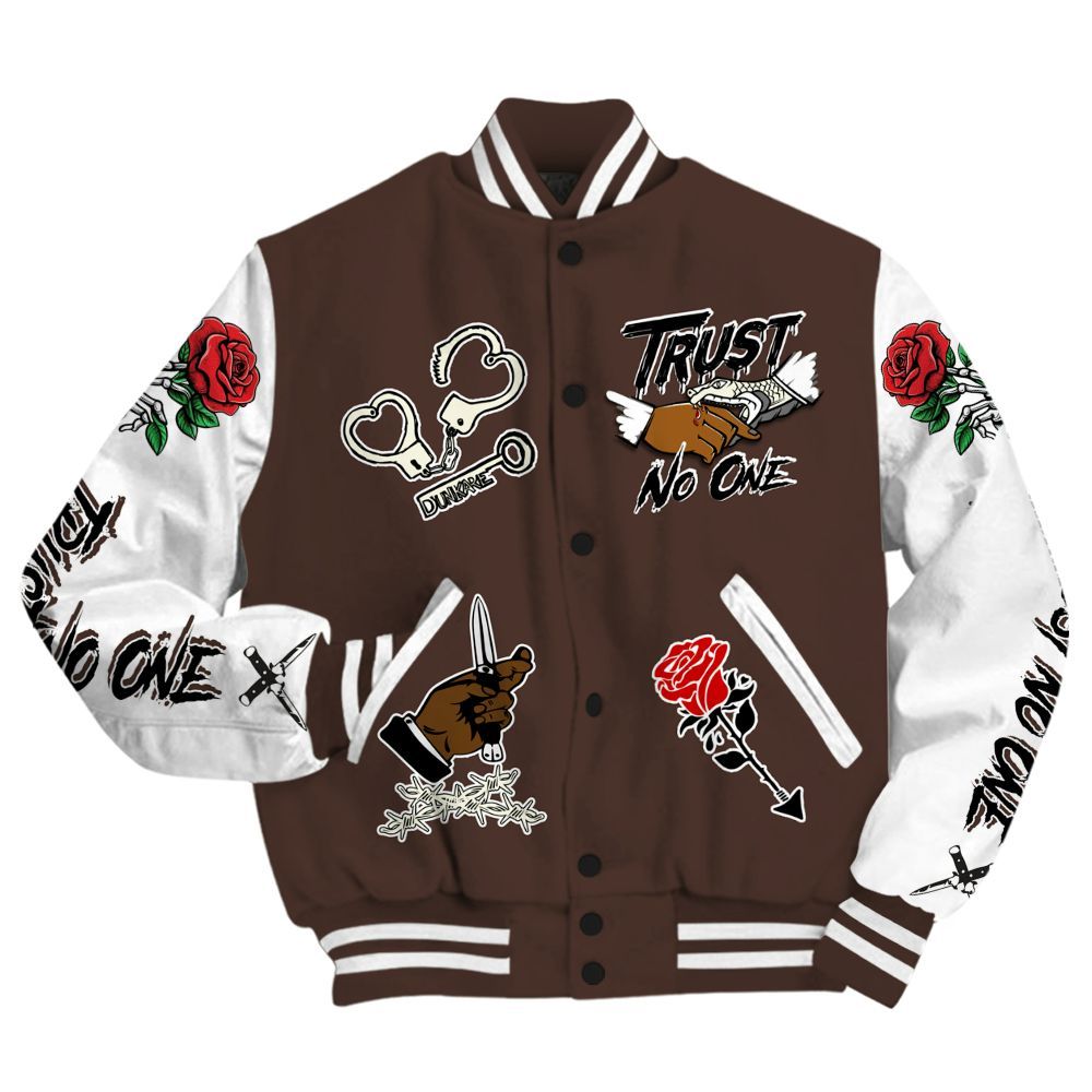 Varsity Jacket To Match SoleFly Cafecito 12s - Trust No One Dripping All Over Print