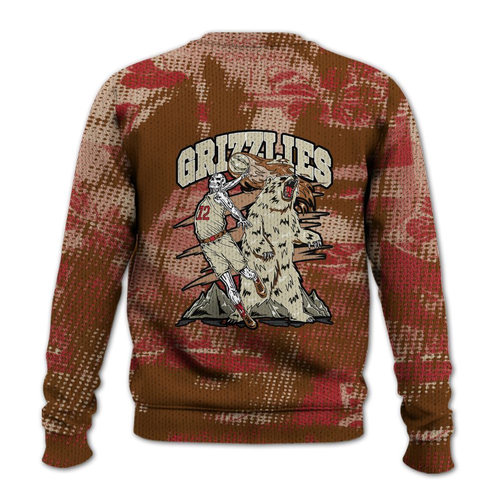 Knitted Sweater To Match Archaeo Brown 5s - Grizzly Bear Skeleton Brown Sugar