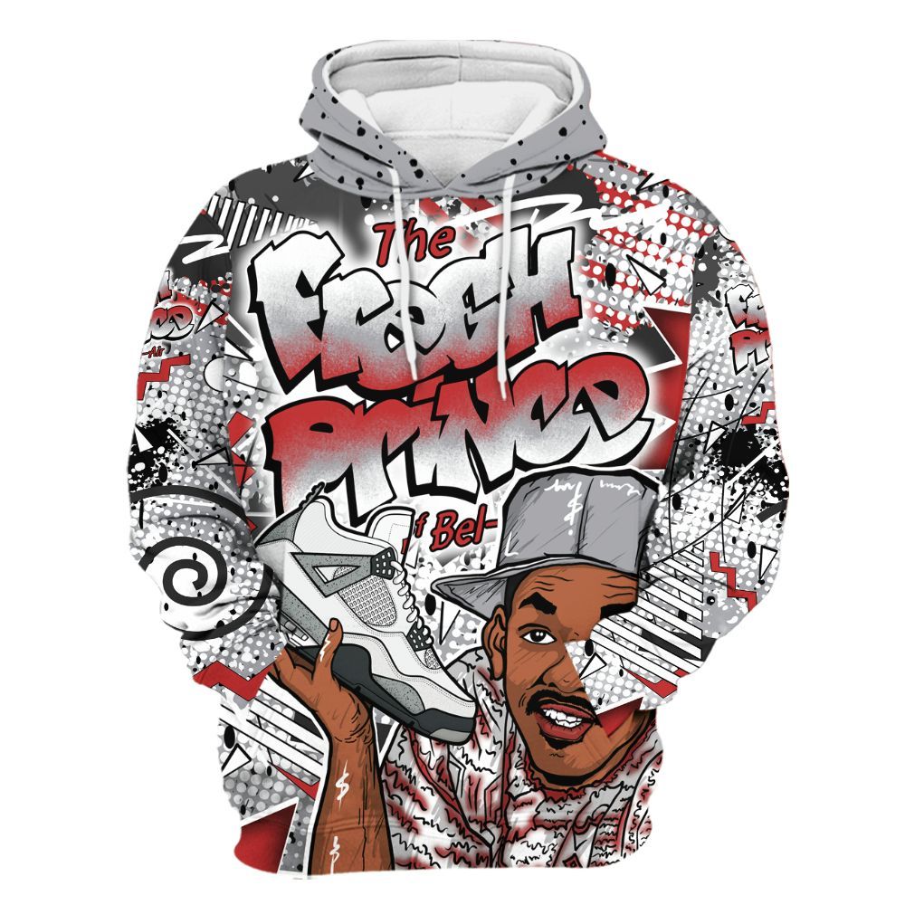 Hoodie To Match White Cement 4s - Fresh Sneaker 90s All Over Print