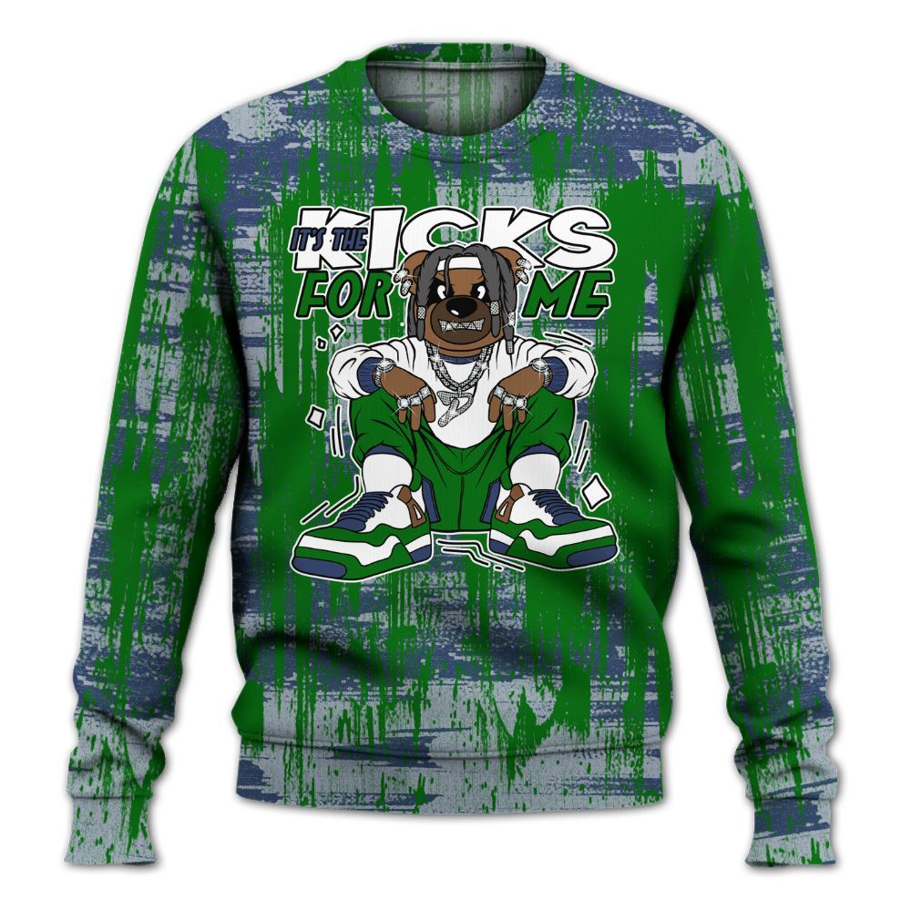 Sweatshirt To Match Midnight Navy 13s - Sneakers Bear Glitch Art All Over Print