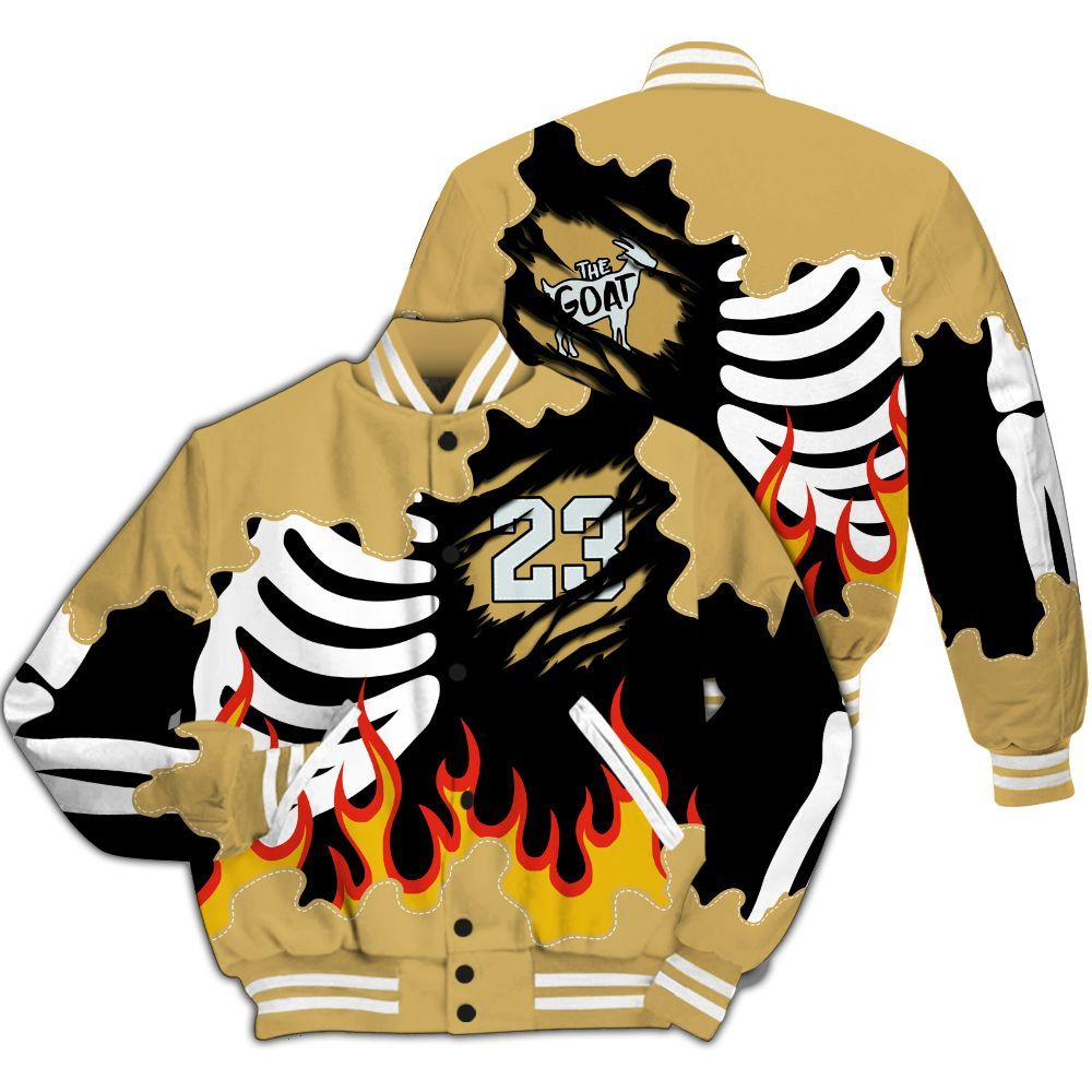 Varsity Jacket To Match Craft Paris 6s - Burning Skeleton 23 G.O.A.T All Over Print
