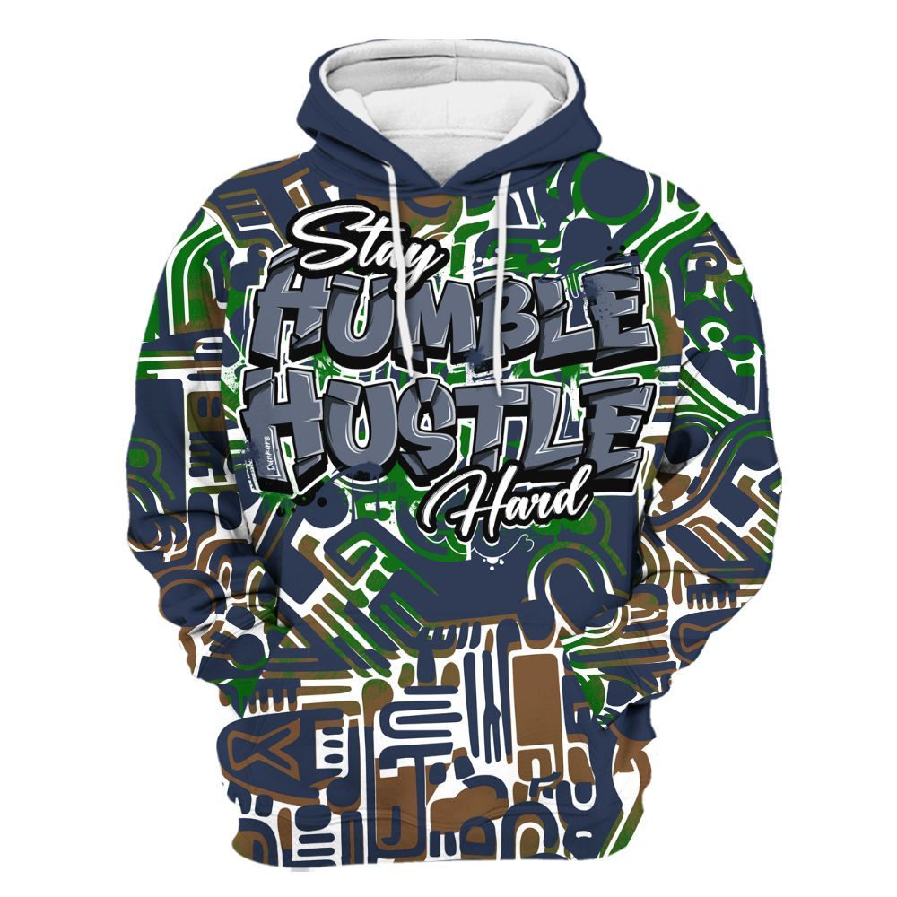 Hoodie To Match Midnight Navy 13s - Humble Hustle Retro All Over Print