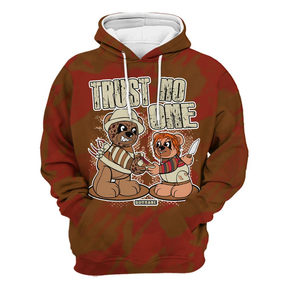 Hoodie To Match Archaeo Brown 5s - Trust No One Bear Abstract Halftone All Over Print