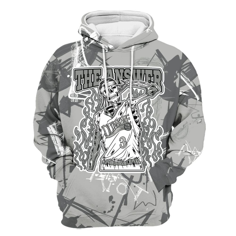Hoodie To Match Retro Wet Cement 4s - Allen Answer Skeleton Messyz All Over Print