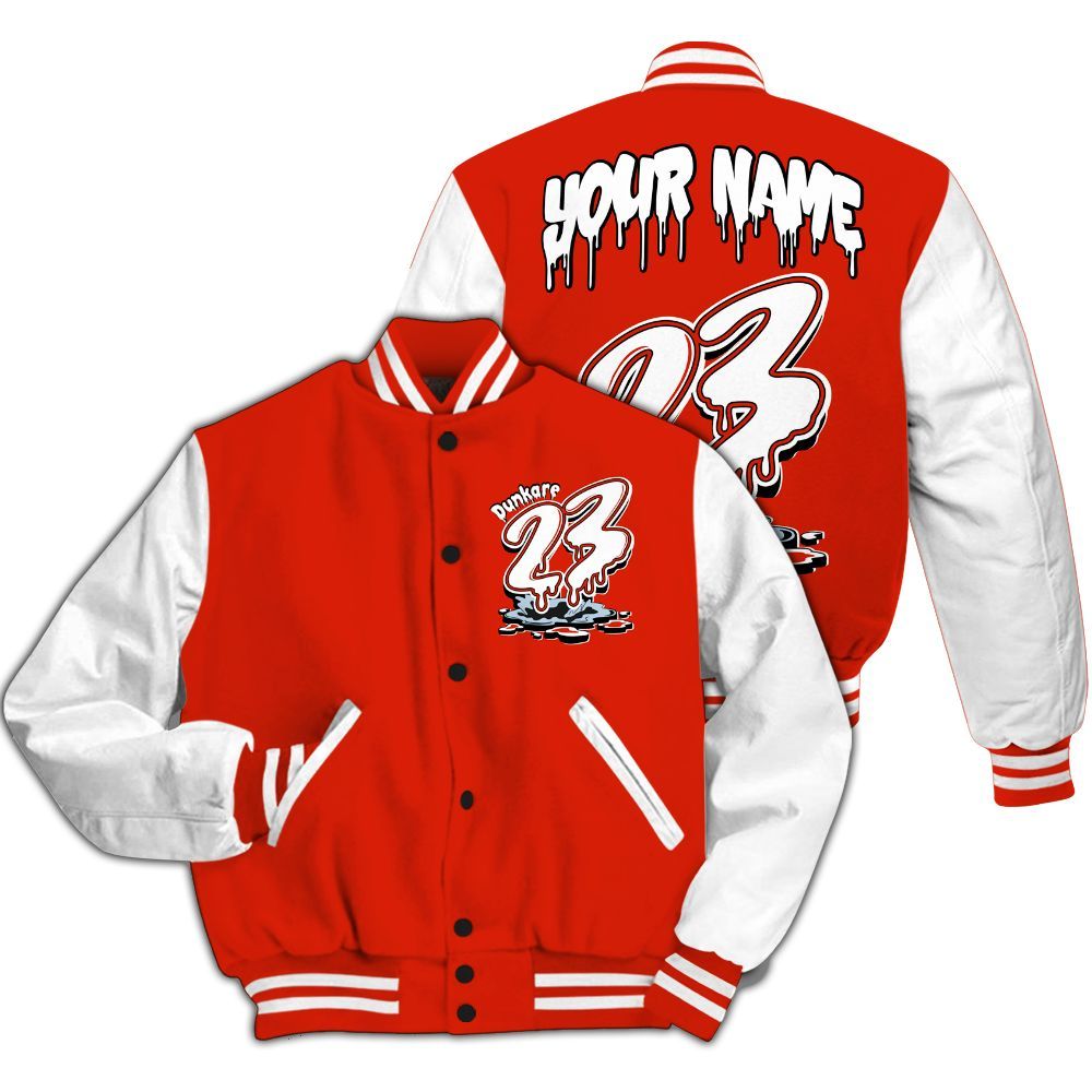 Varsity Jacket To Match Retro Cherry 11s - Custom Name 23 Drip All Over Print